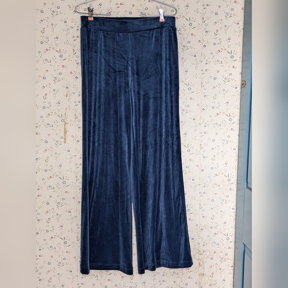 Navy 💙Cable & Guage M Velvet Velour Wide-Leg Pants Loungewear